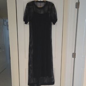 Chic Black Mesh Maxi Dress NWOT